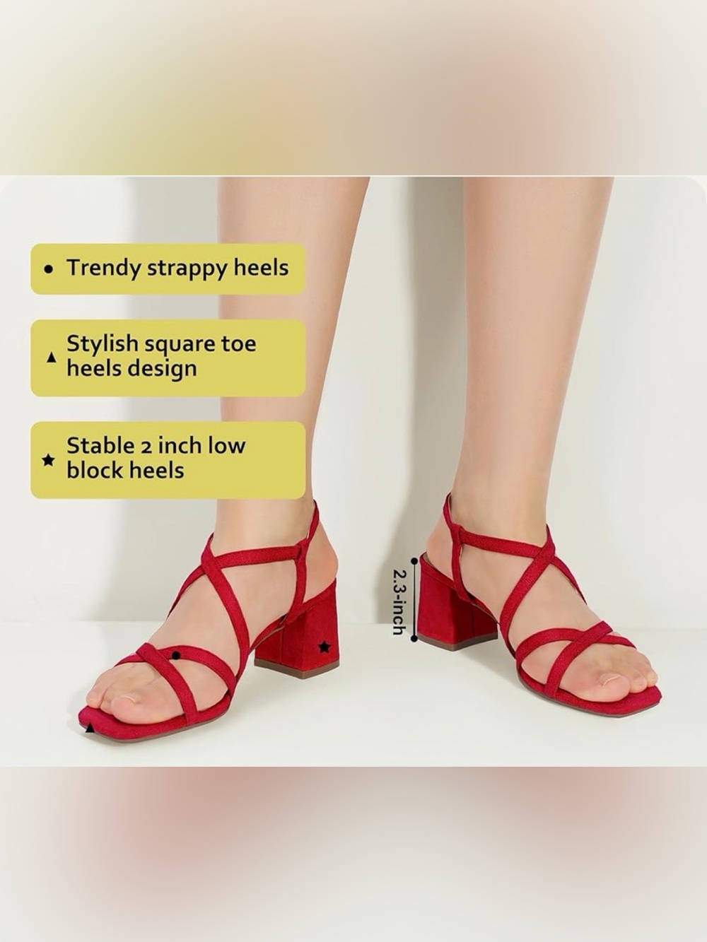 IDIFU Red Suede Square Toe Strappy Crisscross Block Heel Sandals US 7.5 NWT - Picture 5 of 10